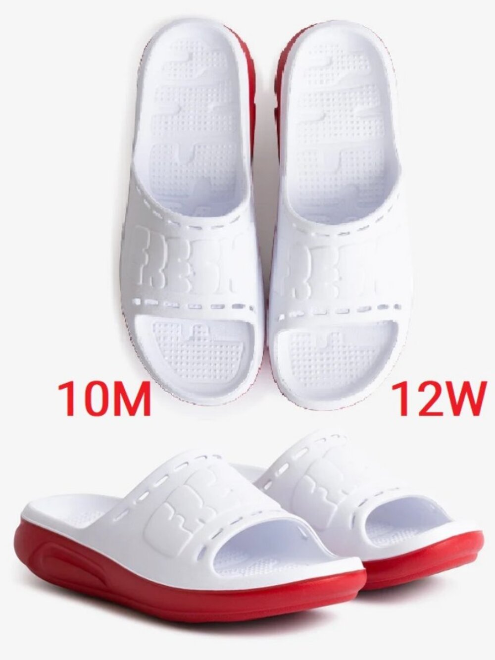 NEW Freshy Unisex US 10M/12W Cali Slides White Red Slipon Sandal NEW NO BOX